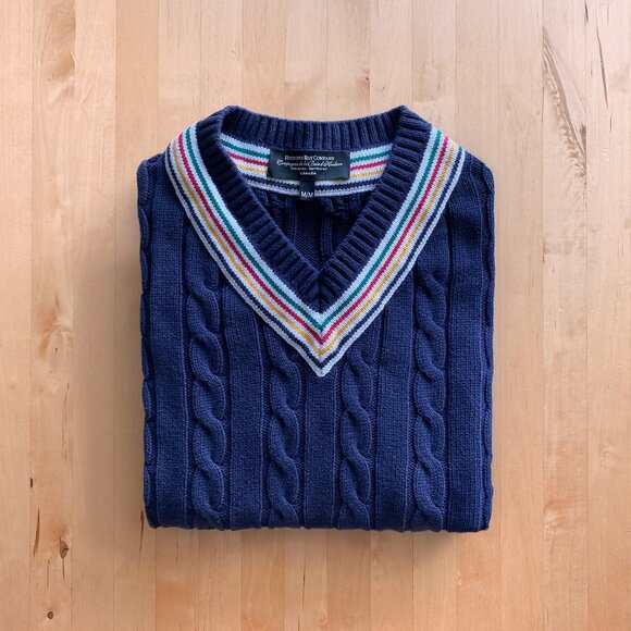 HBC V-Neck Cable Knit Sweater Men's Medium - Picture 5 of 5